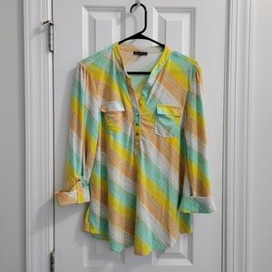 Ava & Grace multi color shirt with beautiful silver buttons size medium.